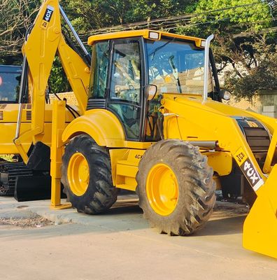 74.6kW JCB 4CX Chargeur d'occasion Jaune 4378kg Ascenseur chargeur de remorqueuse d'occasion Roue en mouvement